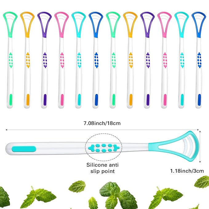 Yinkin 18 Pcs Tongue Scraper for Adults, Tongue Scraper Cleaner, Oral Care Brush for Reducing Bad Breath Adults Healthy Oral Care Tools Easy to Use