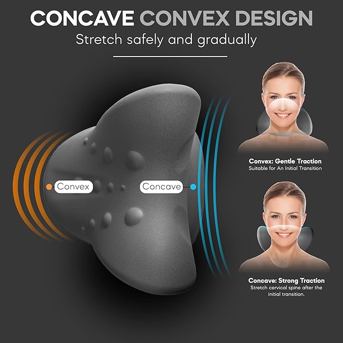 Neck Stretcher & Posture Corrector for Women and Men, Cervical Traction for Spine Alignment, Adjustable Upper Back Brace & Elastic Support for Shoulder Back Pain Relief (Black)