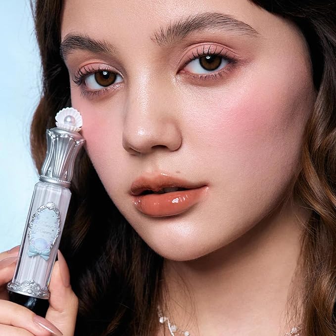 Flower Knows Shell's Jewel Nourishing Lip Glaze,Hydrating Terracotta Nude Lip Gloss with Hyaluronic,Moisturizing Plumping Oil,Non-Sticky,0.16 Fl.Oz(P07 Salty Lychee)