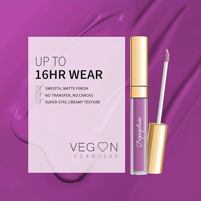 Depuplum Purple Pink Lipstick Matte for Women Super Stay Long Lasting Lipstick Smudge Proof No Transfer Liquid Lipsticks Cruelty Free Lip Makeup, DM21 Pearl purple