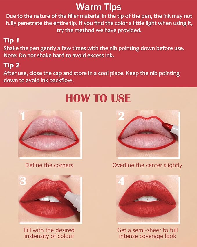 Lip Stain Marker Pen Set-4 Pcs Hydrating Lip