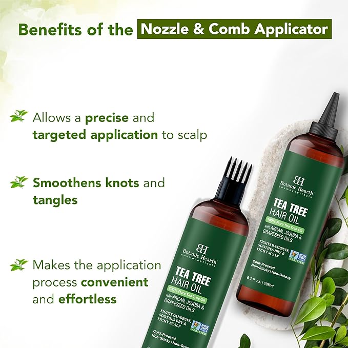 Botanic Hearth Hair Oil for Hair Growth & Home Hair Perm Kit | Strengthening Dry, Frizzy, Damaged Hair & Scalp Treatment | Tea Tree Hair Oil – 6.7 Fl Oz