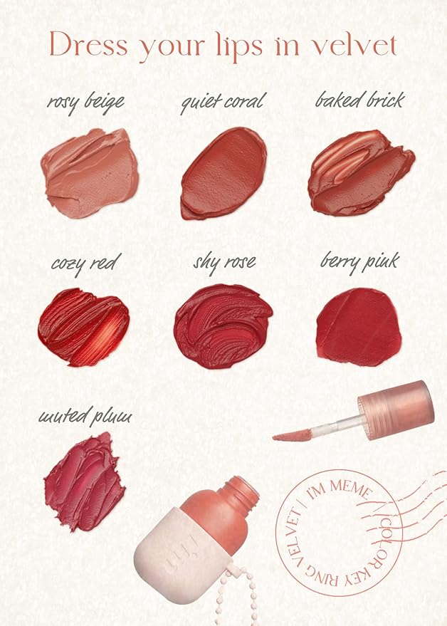 I'M MEME Color Key Ring Velvet Lip Tint - 06 Berry Pink | Long Lasting Lip Stain, Matte Finish, Smooth Texture, Kbeauty, Cute Korean Makeup, Compact, Portable Keychain, Travel-Friendly, Gift, 2.8g