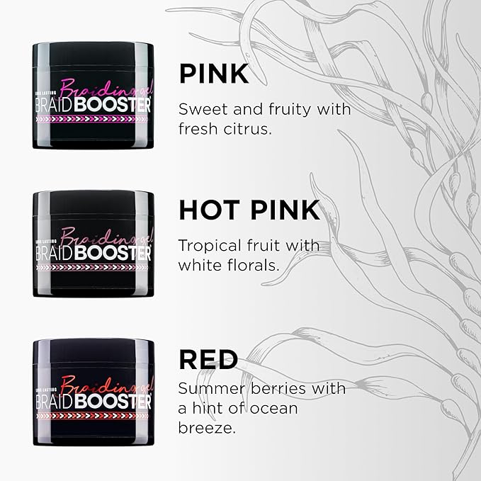 Style Factor Braid Booster Braiding Gel – Strong Hold & Conditioning Shine Hair Gel with Seaweed Extract – for Braids, Twists and Locs – 7.25 oz (Hot Pink)