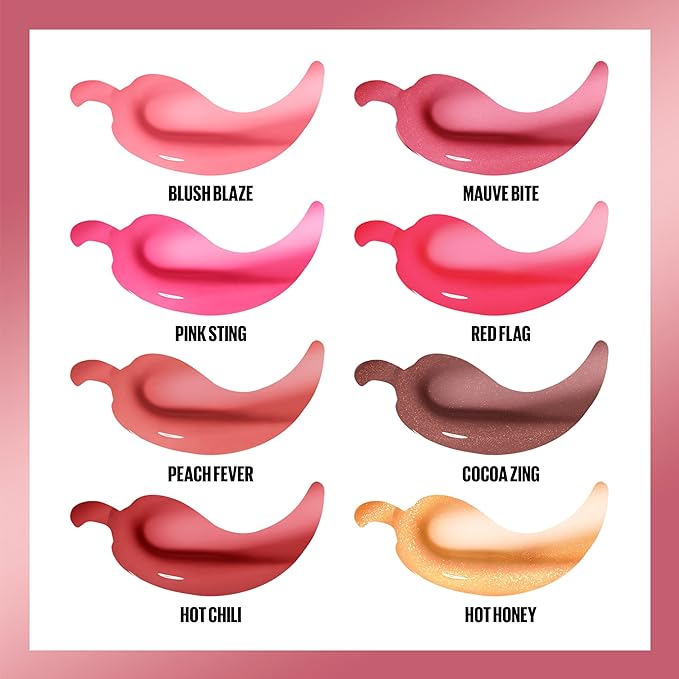 MAYBELLINE Lifter Gloss Lifter Plump, Plumping Lip Gloss with Chili Pepper and 5% Maxi-Lip, Hot Honey, Clear with Pink and Gold, 1 Count