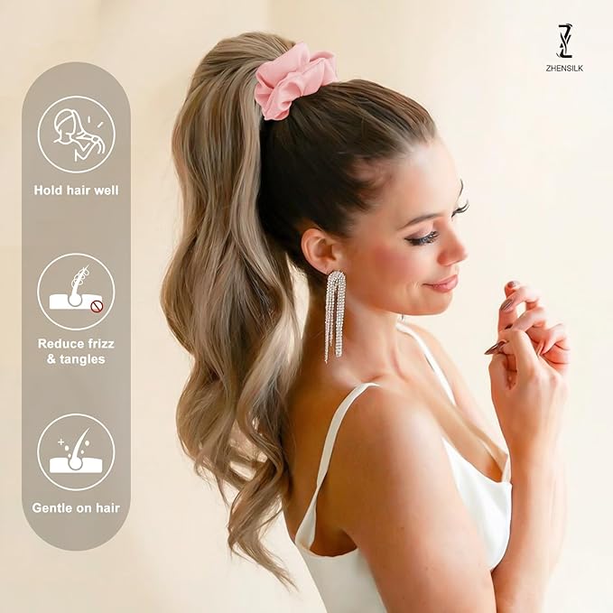 6 Pcs Silk Satin Scrunchies for Hair Sleep Silk Hair Ties for Women Girls Hair Scrunchies for Ponytails Holders Smooth Hair Accessories Gentle on Hair