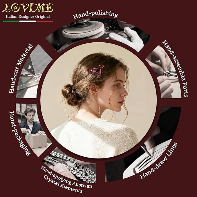 Red Hair Clips for Women Premium, Small Hair Barrettes for Women Thin Hair, French Hair Barrettes No Slip for Girls Daughter for Valentine's Birthday Year of the Horse 2026 Gift