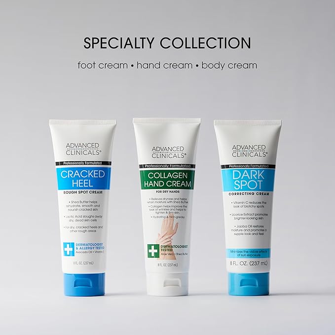 Advanced Clinicals Cracked Heel Foot Cream Skin Care Moisturizer Lotion For Feet W/Shea Butter | Helps Heal Cracked Skin, Rough Spots, Calluses, & Dry Skin | Foot Lotion | Hand Lotion| Large 8 Fl Oz