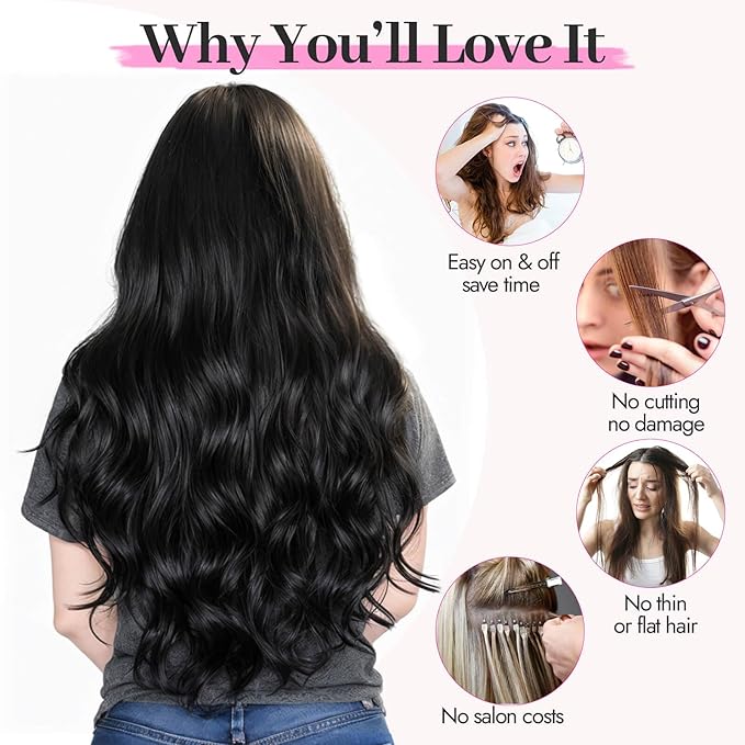 Kookastyle Clip in Hair Extensions, Natural Long Layered Soft Invisible Synthetic Curly Hairpieces for Women,4 pcs(20 Inch,Beach Blonde)