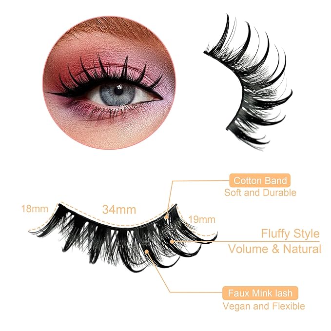Wispy Lashes Cat Eye Yasnai False Eyelashes Volume Lashes Fake Lashes Natural Eyelashes 14 Pairs Pack