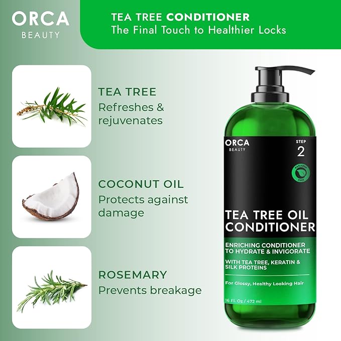 Tea Tree Shampoo and Conditioner Set 2x16oz - Dandruff Shampoo and Conditioner for Oily Hair, Dry Scalp - Natural Shampoo and Conditioner Set, Men & Women