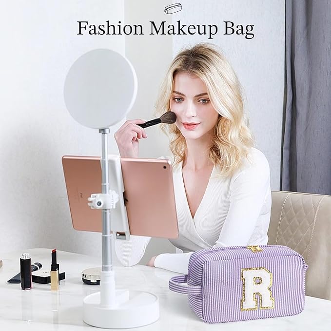 YOOLIFE Birthday Gifts for 6 7 8 9 10 11 12 13 14 15 Year Old Teen Girl - Initial Makeup Bag Letter Toiletry Pouch Cosmetic Case, Personalized Teen Girl Gifts Trendy Stuff Party Favor, Purple S