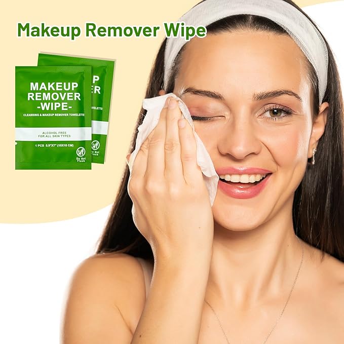 20 Count Makeup Remover Wipes Bulk Individually Wrapped, Travel Towelette Makeup Remover Individual Gentle Cleansing for Face Mascara Lipstick Remove Makeup