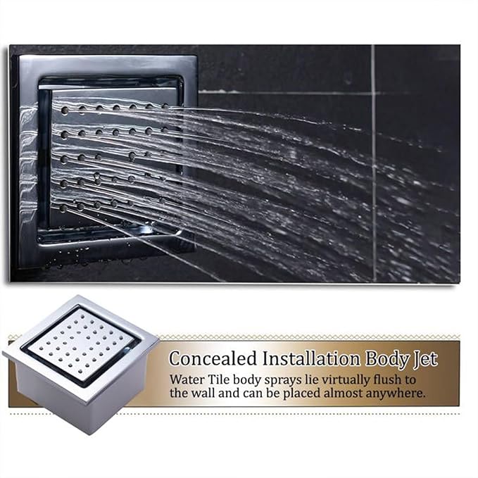KATAIS Shower System with 12X35 inch Overshower and Dual Side ShowerHead(8 inch), 4 PCS Body Jet and HandHeld Spray, Dual Thermostatic Valve Kit Can Achieve 8 Shower Functions, Chrome