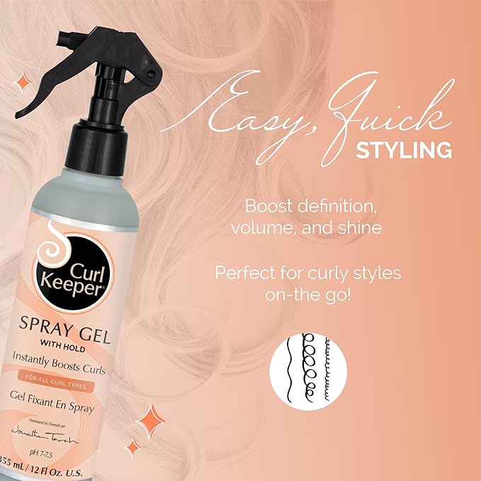 Curl Keeper Hair Gel for Curls - Water-Based Styling Gel with Instant Hold and Boost for All Curl Types, 12 Fl Oz (For Women & Men)
