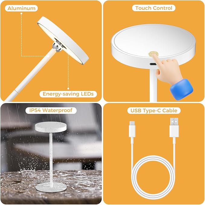 Makeup Mirror with Lights,Rechargeable Mirror with Light and Touch Switch,Vanity Mirror with 3 Color Stepless Light, 360° Rotation, Brightness Adjustable Cosmetic Light up Mirror, Women Gift