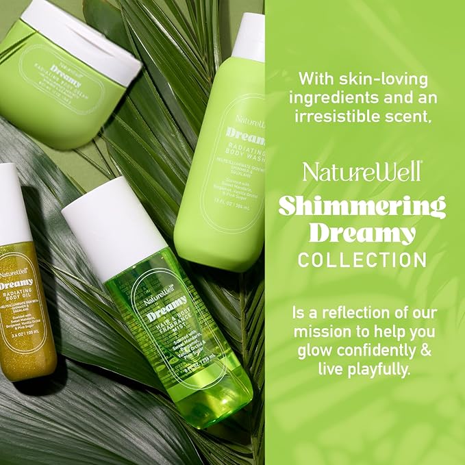 NATURE WELL Dreamy Radiating & Cleansing Body Wash, Infused With Aloe Juice, Squalane, White Peony Extract, Scented With Sweet Mandarin, Bergamot, Vanilla Orchid & Pink Sugar, 13 Fl Oz