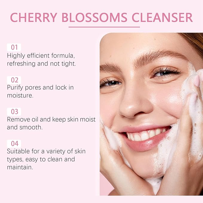Sakura Skincare Set for Teen Girls 10-12,Skin Care Sets & Kits,33PCS Teenage Girls Gifts,Complete Pamper Face Care Sets for Women,Daily Facial Skincare Routine (One Size, Cherry Blossom-StyleD)