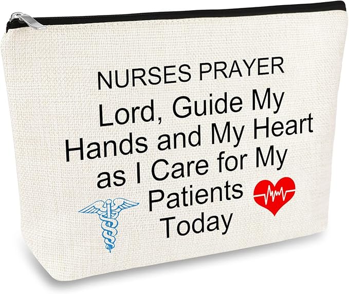 Nurse Prayer Gifts Makeup Bag Nursing Student Graduation Inspirational Gift for New Registered Nurse RN Christmas Birthday Present Nurses' Week Cosmetic Bag Travel Zipper Toiletries Pouch