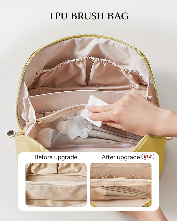 EACHY Travel Makeup Bag,Large Capacity Cosmetic Bags for Women,Waterproof Portable Pouch Open Flat Toiletry Bag Pattern Makeup Bag