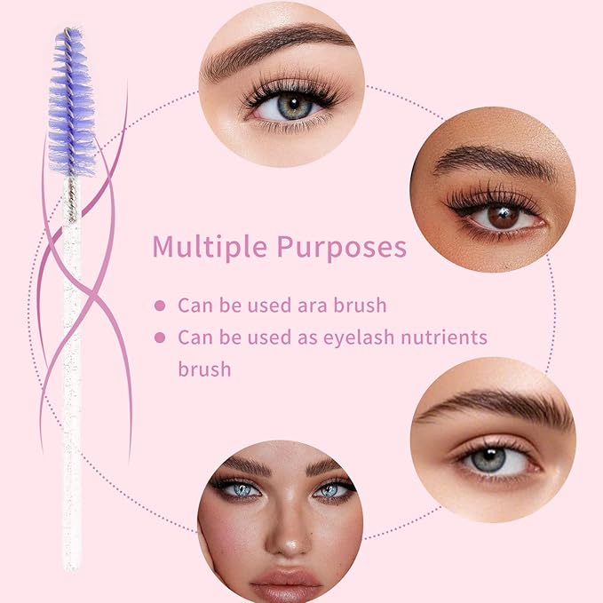 Mascara Wands, Disposable Lash Brushes for Eyelash Extensions Makeup Brush Bulk Tool Set(150Pcs, Crystal Purple)
