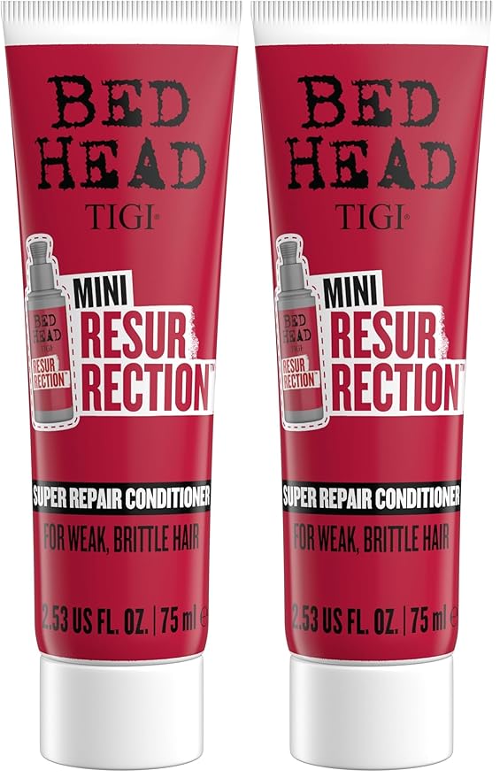 Bed Head by TIGI Resurrection Super Repair Conditioner Travel Mini – Repairing conditioner for dry, brittle and damaged hair with added moisture and nourishment, 2.53 fl oz (Pack of 2)
