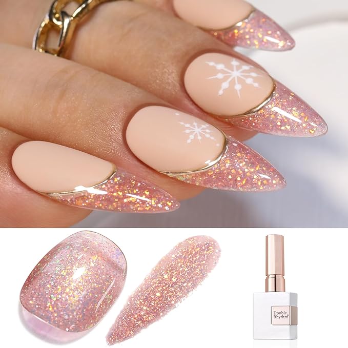 Double Rhythm 15ML Glitter Gel Polish Shimmer Reflective Holographic Color Magnetic for Nail Art Salon DIY at Home (B1144)