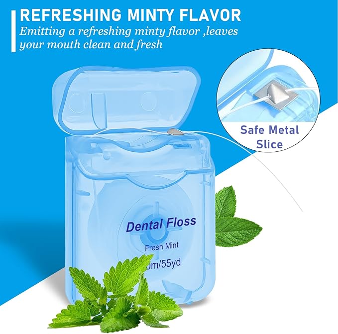 100 Pack Dental Floss Bulk Mint Flavored Floss Travel Oral Care Dental Floss for Teeth and Gum Protection, Each 164 ft/ 50 Meters(Multicolor)