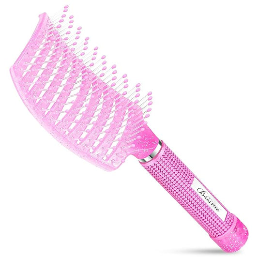 Bsisme Hair Brush with Hair Clips, Vented Brush for Faster Blow Drying, Detangler & Frizz-Free on Women Girls Kids Curly Wet Thick Fine Hair, Ideal Valentine's Day, Mothers Day, Birthday Gift for Her