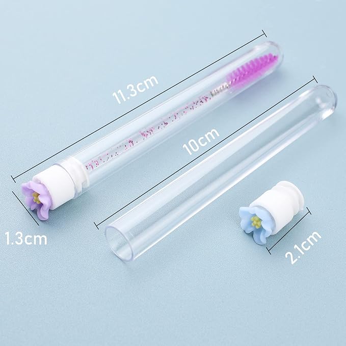 SenRocc 20 Pcs Mascara Wands Tube Set Reusable LashBrush Rose Flower Tube Eyelash Brush Tubes SpooliesLash Extension Brushes Applicators Makeup Tools (5-petal-MIX)