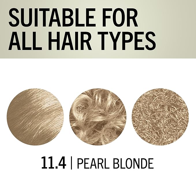 Schwarzkopf Keratin Blonde Hair Dye, 11.4 High Lift Pearl Blonde, Professional Quality Permanent Hair Color, Bond Enforcing System, Pre-Color Serum & Purple Conditioner Included