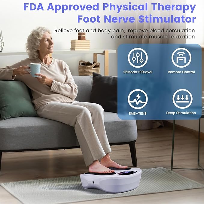 EMS Foot Stimulator Pro +, EMS Foot Massager for Neuropathy Foot Massager for Circulation and Pain Relief with TENS Unit Muscle Stimulator for Feet Body