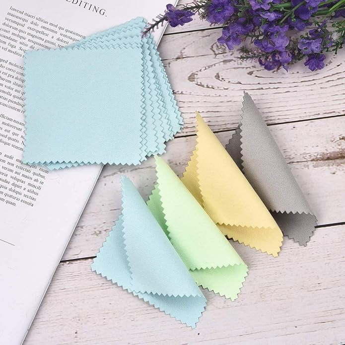 SEVENWELL 50pcs Jewelry Cleaning Cloth Pink Polishing Cloth for Sterling Silver Gold Platinum Small Polish Cloth 8x8cm