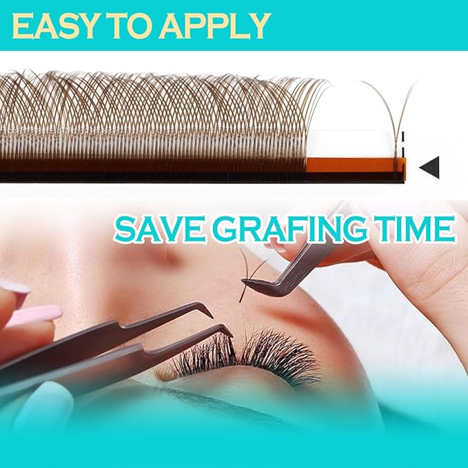 YY Lashes Extensions Premade Fans Pre Fanned Volume Lash Extensions Y Shape Eyelash Extensions (Brown Y-0.05D 12mm)