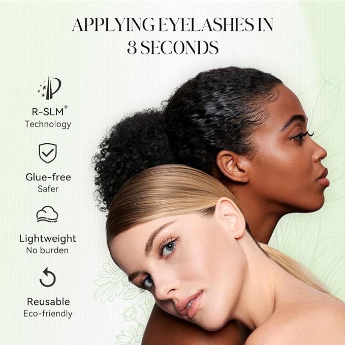 WOSADO Magnetic Eyelashes with Applicator Kit, [Peony] 22mm Reusable Glue-free Wispy Magnetic Lashes, Cruelty-free False Lashes, Waterproof, Lightweight, Suit for Heavy Makeup
