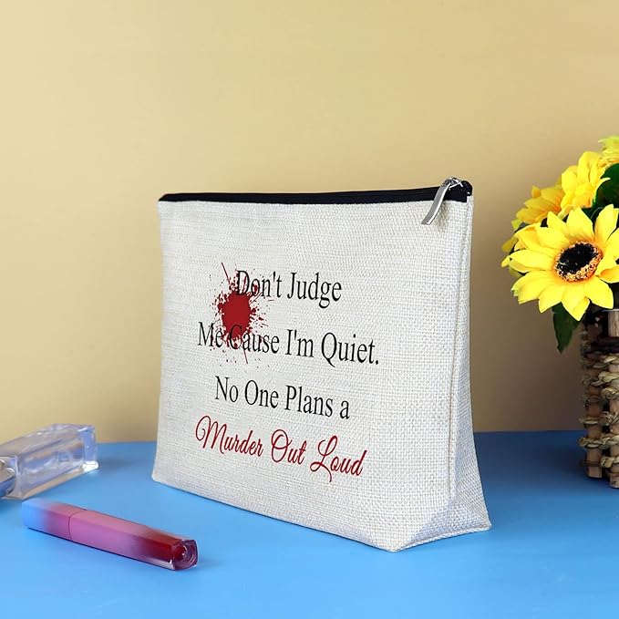 True Crime Gifts For Women Makeup Bag True Crime Lover Fan Junkie Gift Travel Cosmetic Bag Funny Serial Killer Podcast Lovers Horror Quotes Gift Makeup Pouch