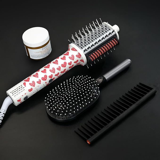 Ellena E1 Blow Dryer + Straighten Hair Brush Dual Mode, Hot Air Brush with 110000RPM High Speed Brushless Motor/Oval Air Barrel/3D Teeth Heated Comb/Handheld Cored, Styler Tool for All Hair Types
