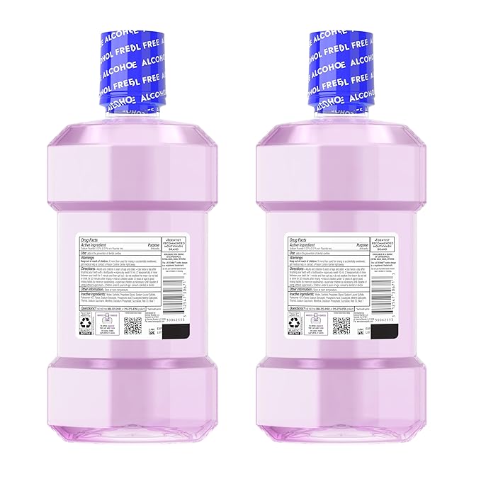 Listerine Total Care Alcohol-Free Mild Mouthwash, 6 Benefit Oral Rinse to Help Kill 99.9% of Germs That Cause Bad Breath, Strengthen Enamel, Mild Mint Flavor, Twin Convenience Pack, 2 x 1 L