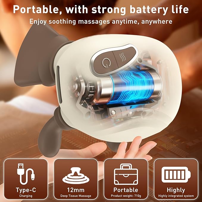 4D Wireless Neck Shoulder Massager, Bionic Hands Deep Tissue Massage, Portable Electric Kneading Shiatsu Back Massager, 3 Relax Massage Modes, for Body Daily Relief, Gifts for Men Women