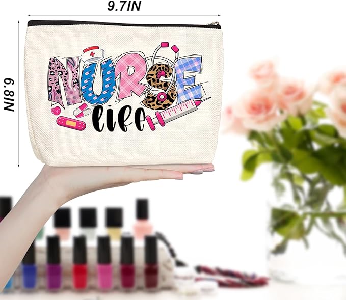 jealance Inspirational Nurse Gifts RN Makeup Bag Cosmetic Bag Nurse Accessories for Work Bag for Women Coworker Nursing Graduation Gifts Birthday Christmas Nurses Week Appreciation Gift for Nurses