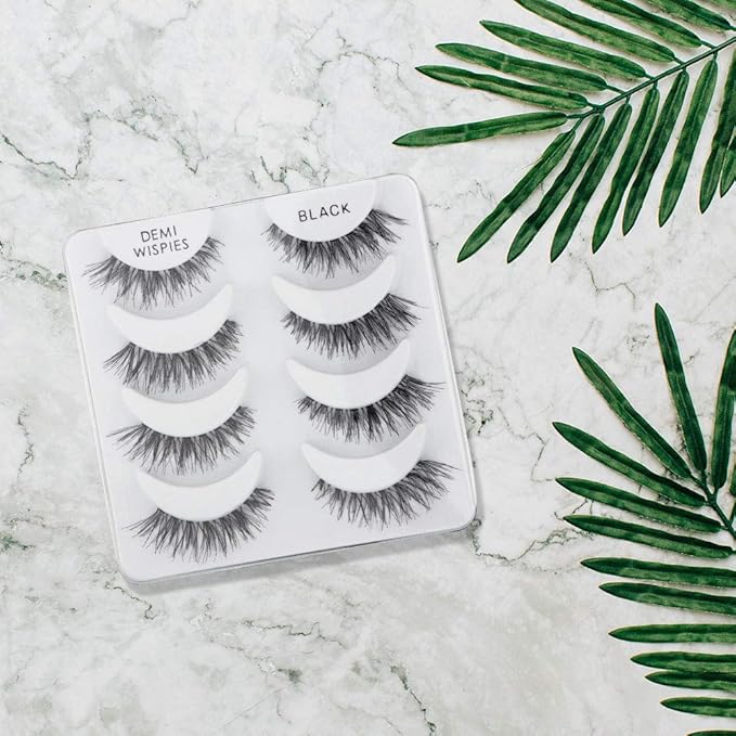 Ardell Demi Wispies False Eyelashes, Black - Full Volume Wispy Lashes, Reusable Strip Lashes Natural Look, Eye Makeup Enhancement, 2 Pack