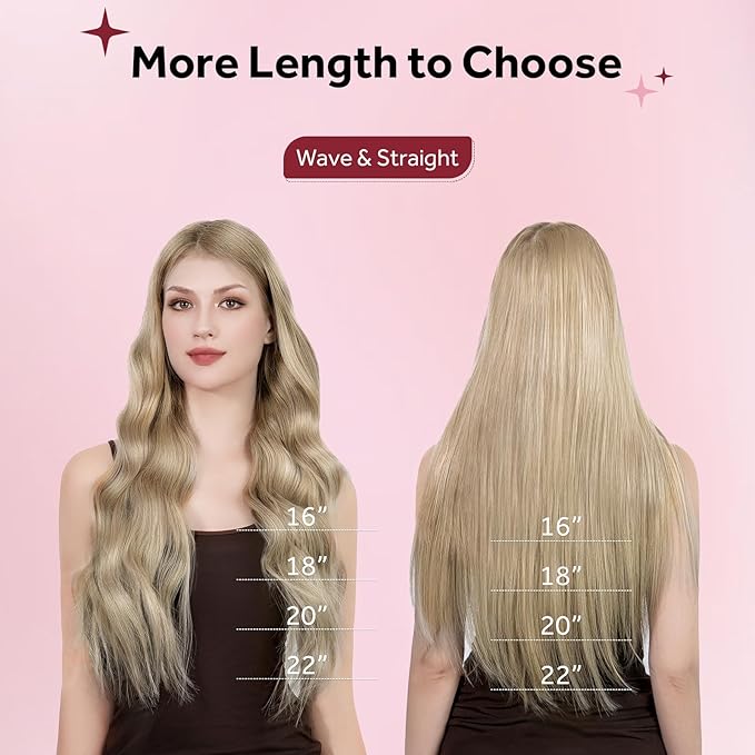 Clip in Hair Extensions Real Human Hair Seamless Clip Ins 100% Remy Hair Extensions PU Weft Golden Blonde Mix Light Blonde Thick&Invisible #P16A/22A 18Inch 120G 8PCS
