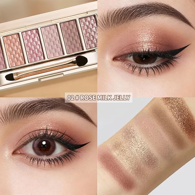 Rose Mauve Neutral Nude Eyeshadow Palette–6 Matte&Shimmer Shades, High Pigment Long-Lasting Blendable Eye Shadow Kit for Natural Everyday Makeup, Soft Glam Looks, Mature&Hooded Eyes, Paleta de Sombras