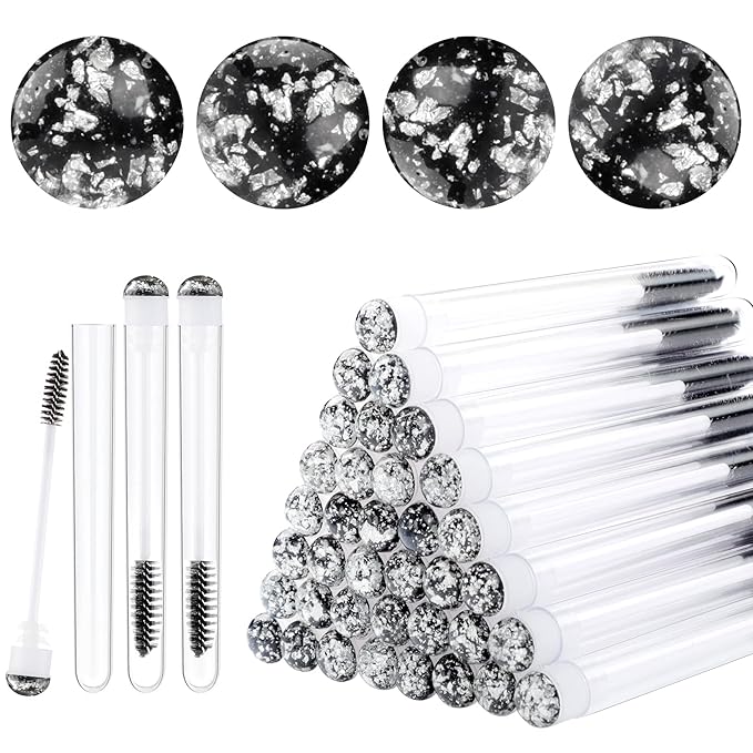 Dming 20pcs Eyelash brush Lash Wand Makeup tool Eyelash Extension supplies Cleaning brush Diamond Mascara foil black