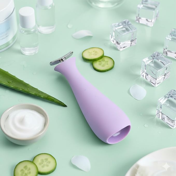 Ice Roller for Face and Eye with Ice Tong, Ice Mold for Face for Women Reducing Puffiness and Lighten Dark Circle and Soothing Skin, Purple