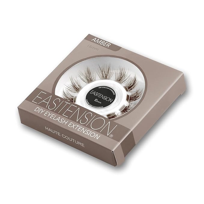 DIY Eyelash Extension, 3D Effect Individual Melt Flare Lash Cluster Natural Lashes Set, Home Eyelash Extension, Lashes Pack (16MM-Amber)