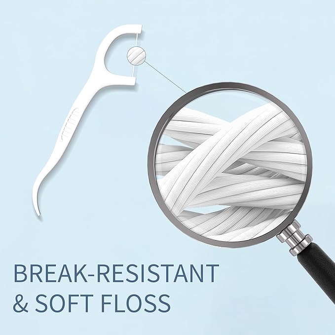GENKENT Floss Picks, 200 Count Dental Floss Sticks, Tooth Picks Flossers, Teeth Cleaning Tools with Toothpicks