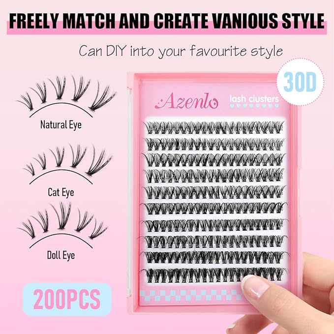 Natural Lash Clusters Kit Wispy Eyelash Clusters 120 pcs Cluster Eyelash Extensions C Curl Individual Lashes 10-16 mm Mix Length Natural Looks (30D KIT 120 Pcs)