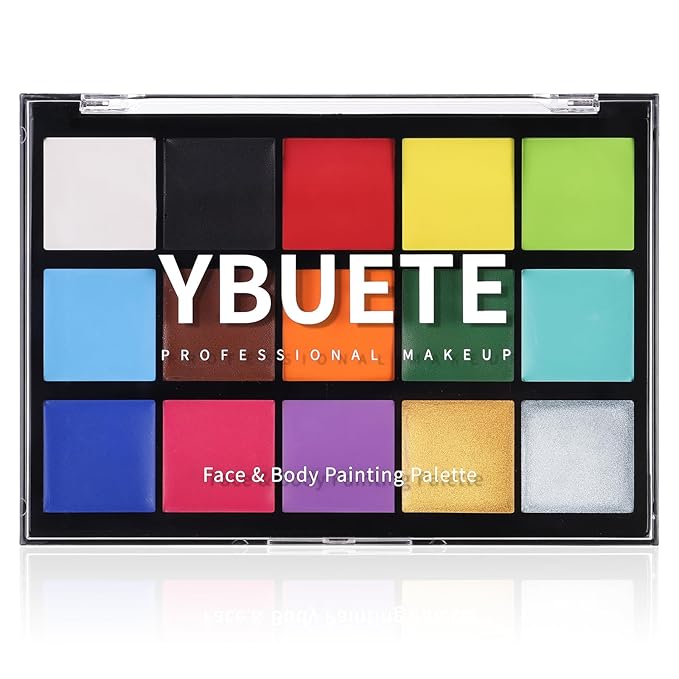 15 Colors Face Body Painting Palette, Washable Oil Based Face Paint for Women, Adults, Professional Makeup for SFX Costume Makeup, Halloween Cosplay Parties, Festival Decorations (1.32 oz)