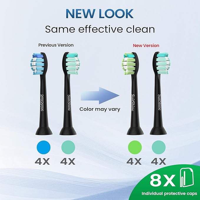 Replacement Toothbrush Heads Compatible with Philips Sonicare and More Click-on Handles 8 Pack Black